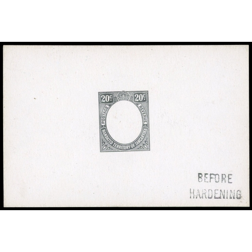 910 - 1927-31 20c De La Rue frame die proof in black on glazed card, undated, endorsed “BEFORE HARDENING” ... 