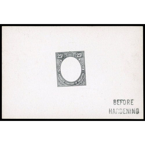 911 - 1927-31 25c De La Rue frame die proof in black on glazed card, undated and endorsed “BEFORE HARDENIN... 