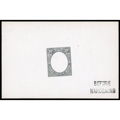 912 - 1927-31 30c De La Rue frame die proof in black on glazed card, undated, endorsed “BEFORE HARDENING” ... 