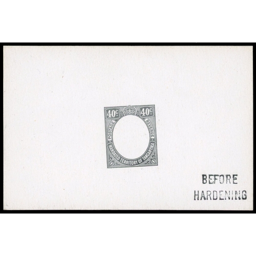 913 - 1927-31 40c De La Rue frame die proof in black on glazed card, undated, endorsed “BEFORE HARDENING” ... 