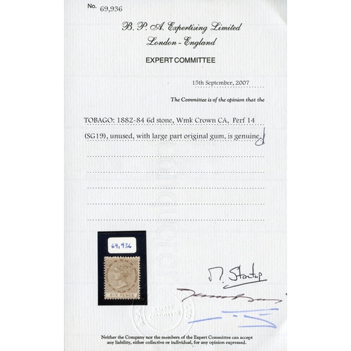 919 - 1882-84 9d stone, large part og. Fine. BPA Certificate (2007). SG 19