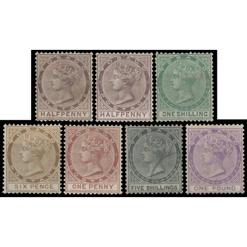 920 - 1863-84 mint selection arranged on stockcards including 1879 1s green, 5s slate, £1 mauve (Brandon C... 