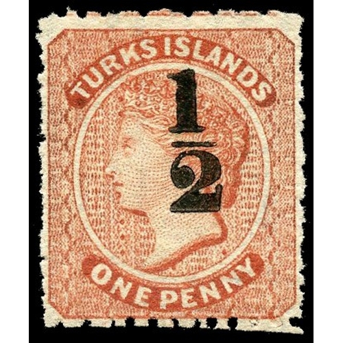 934 - 1881 (1 Jan) ‘½’ on 1d dull red, type 12 surcharge, fresh unused, an attractive example with centrin... 