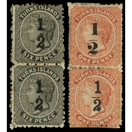 937 - 1881 (1 Jan) ‘½’ local surcharges, useful selection comprising 6d black (5 - types 2 (2) and 3 (3 - ... 