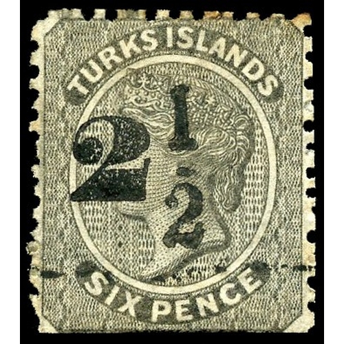 944 - 1881 ‘2½’ (setting 7, type 22) on 6d black, small part o.g., perfs clipped at foot and toned at top.... 