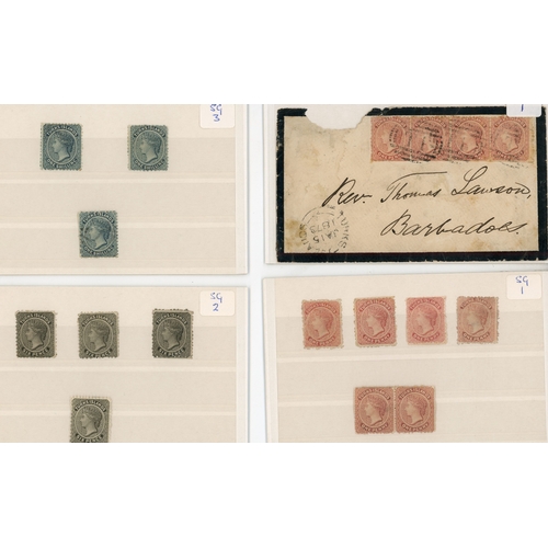 957 - 1867-79 mostly unused/mint selection arranged on stockcards including 1867 1d dull rose (6, with a p... 