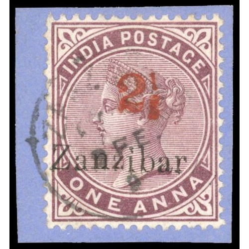 973 -  1895-96 ‘2½’ on 1a plum, surcharge type 5, small second ‘z’ used on small piece tied by part cds, f... 