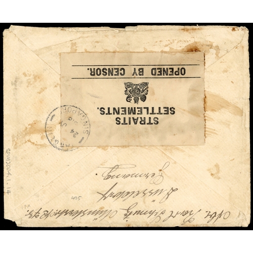 1174 - 1918 cover from Germany addressed to a P.O.W. at Tanglin Barracks, showing Dusseldorf cds for 6.5.18... 