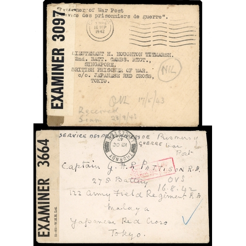 1178 - 1914-44 P.O.W. mail selection on leaves including 1914 cover to Singapore bearing Singapore cds for ... 