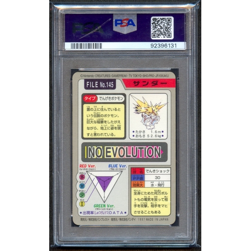 30 - PSA 9 - Zapdos Prism Carddass 1997 Pocket Monsters  - The iconic Carddass cards are very popular due... 