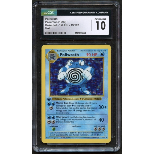 23 - CGC 10 Poliwrath - 1st Edition Holo Shadowless Base Set 1999 - 13/102