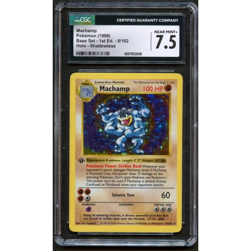 30 - CGC 7.5 Machamp - 1st Edition Shadowless Base Set 1999 - 8/102