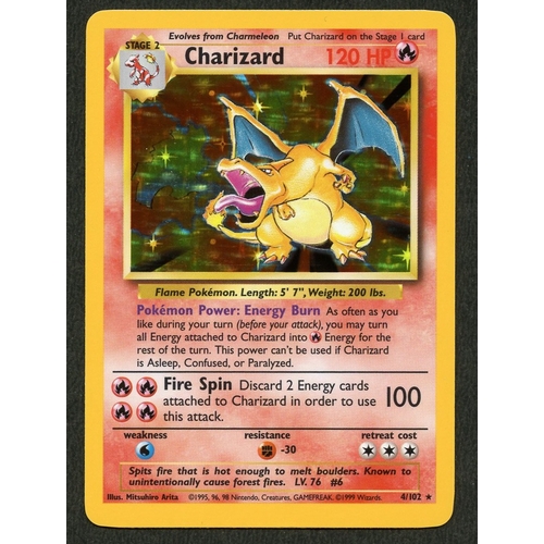 7 - Charizard Holo #4/102 - Base Set Near Mint