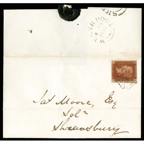 112 - GB  SG8 1841 1d Red brown Pl.15. Welshpool MC on cover.