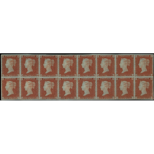 118 - GB: 1841 1d red brown plate 106, a four margin block of 16 (8x2) lettered ND-OK a very scarce mult... 