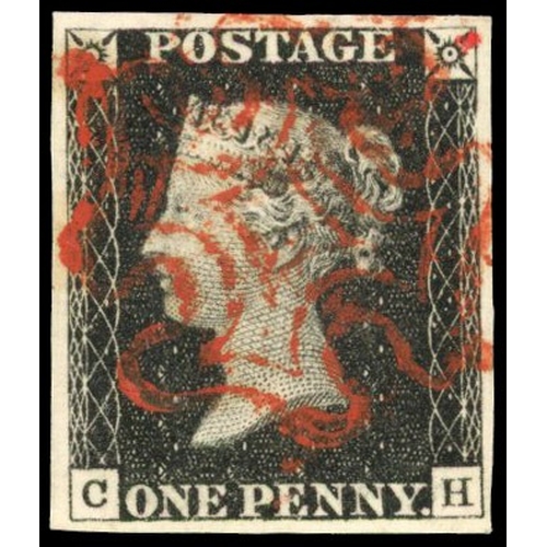 39 - Great Britain 1d black Plate 1b (CH) red MC