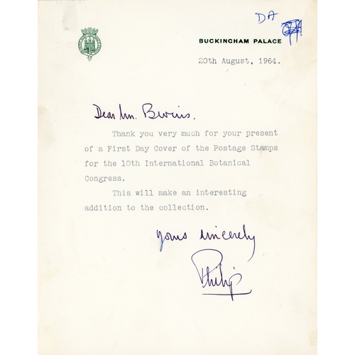 646 - 1964 letter written signed by the Late Prince Philip, Duke of Edinburgh