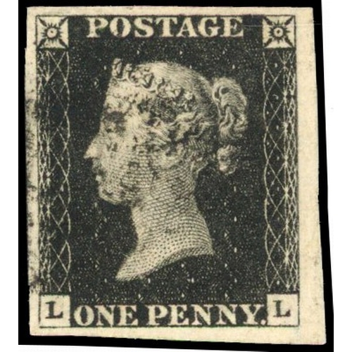 79 - 1840 1d black, Plate 8 (LL), good to huge margins, cancelled by black Maltese Cross. SG 2