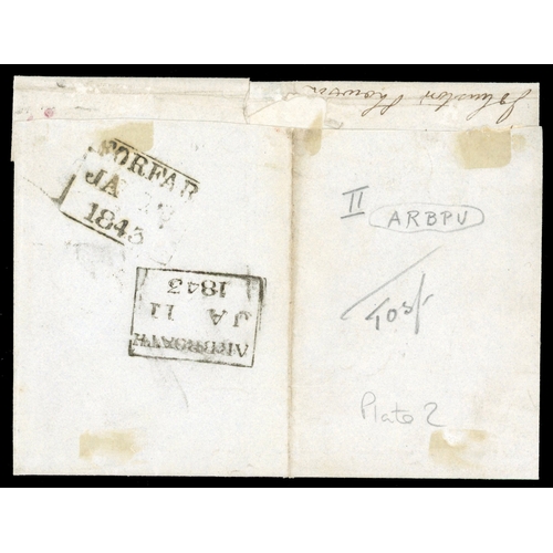 3583 - GB 1840 (JA 11) 2d deep blue plate 2 (QG) on cover with Arbroath Maltese cross