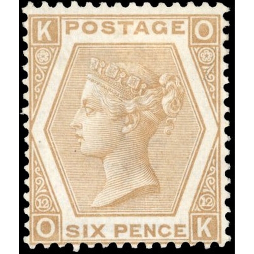 3649 - GB: 1872 6s pale buff, plate 12 (OK)