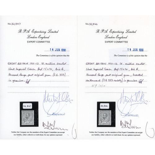 3749 - GB 1911-12 watermark Crown, Die 1B, mint selection