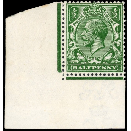 3769 - GB 1912-24 Royal Cypher ï¿½ï¿½d very deep green, mint unmounted o.g. left corner exa