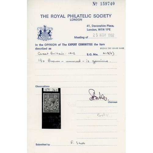 3794 - GB 1912-24 Royal Cypher 1ï¿½ï¿½d brown
