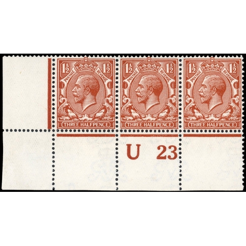 3795 - GB 1912-24 Royal Cypher 1ï¿½ï¿½d deep orange-brown, mint control U23 s