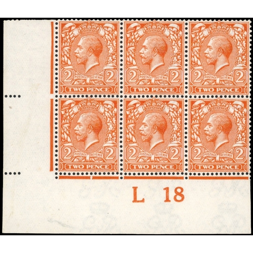 3796 - GB: 1912-24 Royal Cypher 2d deep reddish orange, mint unmounted/large part og lower right control L1... 