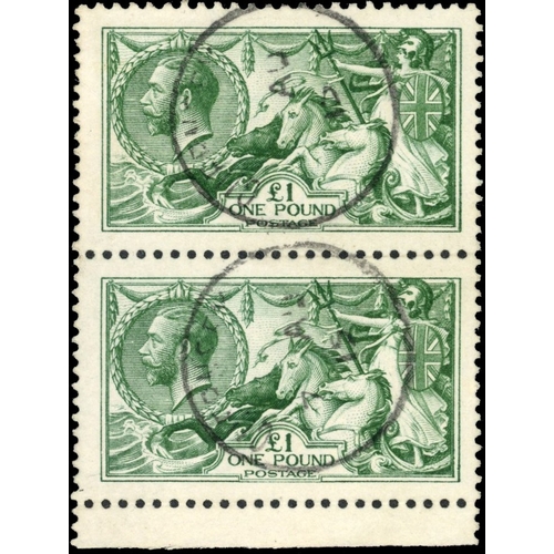 3814 - GB: 1913 Waterlow ï¿½ï¿½ï¿½Seahorsesï¿½ï¿½ï¿½ ï¿½ï¿½1 dull blue-green, lower part marginal vertical