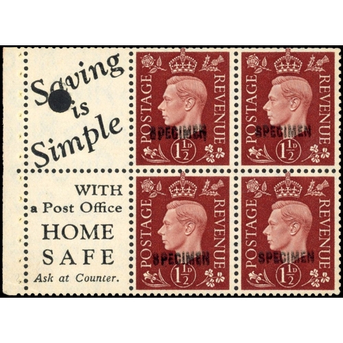 3865 - GB 1937 1ï¿½ï¿½d red-brown booklet pane SPEC