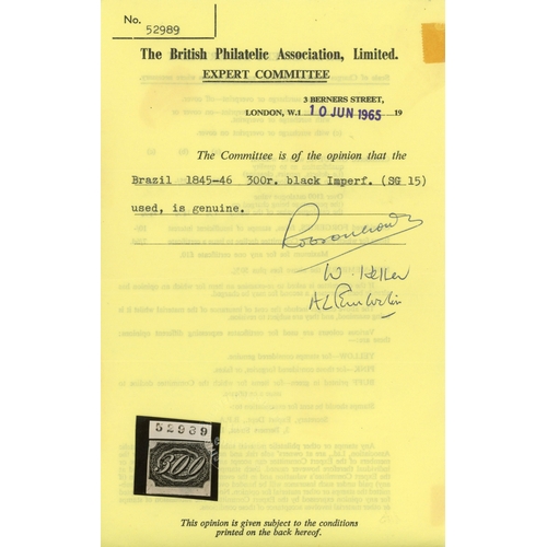 2092 - Brazil 1845-46 Slanting Figures 300r bottom marginal used