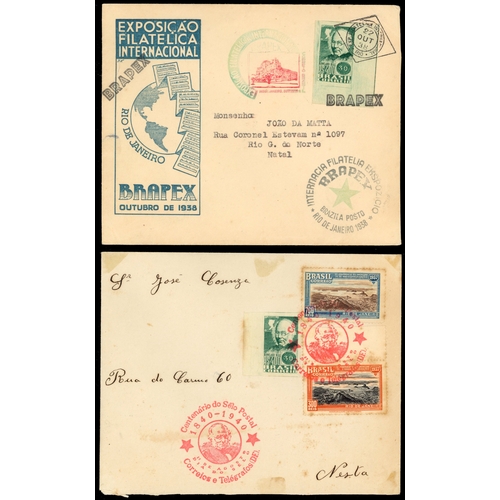 2120 - Brazil 1938 Rowland Hill 400r sheetlet of 10 unused and used plus 4 covers