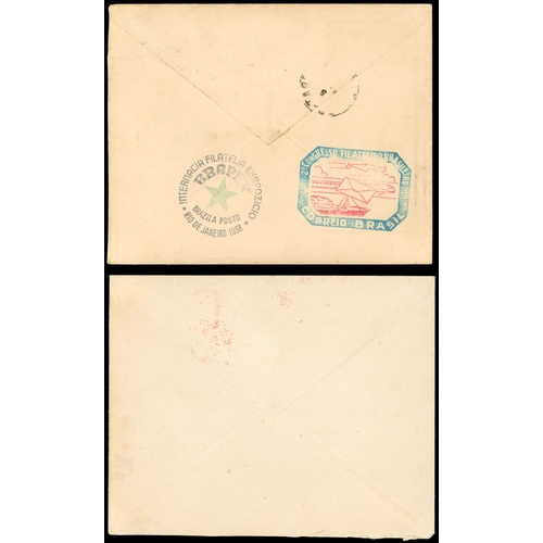 2120 - Brazil 1938 Rowland Hill 400r sheetlet of 10 unused and used plus 4 covers