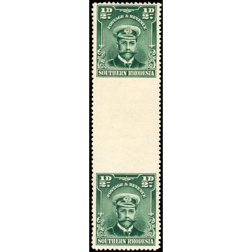 2586 - Southern Rhodesia SG 1 1924 Â½d vertical interpanneau pair, dual imperf min