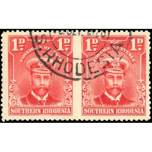 2590 - Southern Rhodesia SG 2a 1924 1d pair imperf between used