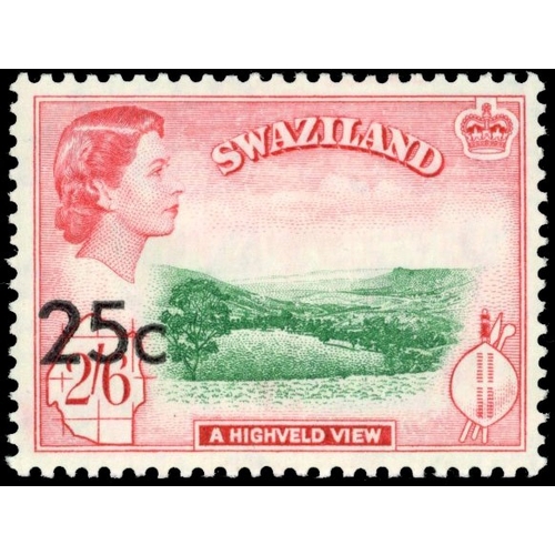 2631 - Swaziland SG 74b 1961 25c surcharge Type II at lower left mint