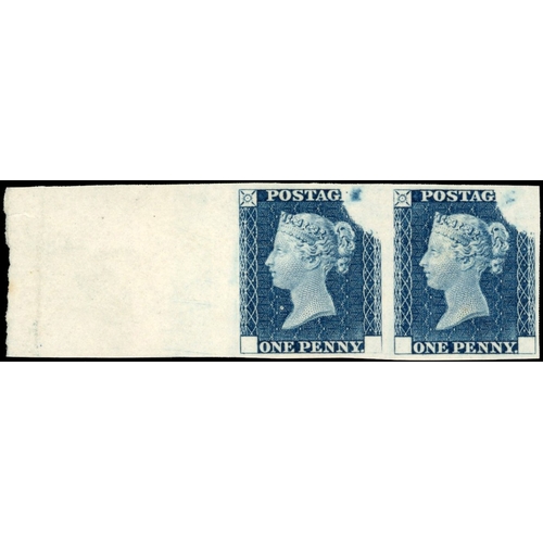 1018 - GB 1840 1d Rainbow Trial pair in deep blue