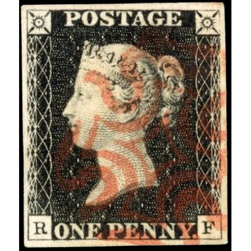 1051 - GB SG 2 1840 1d black Plate 6 RF used