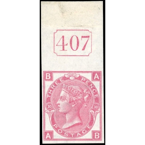 1112 - GB SG 103 1867 3d imperforate imprimatur with current number