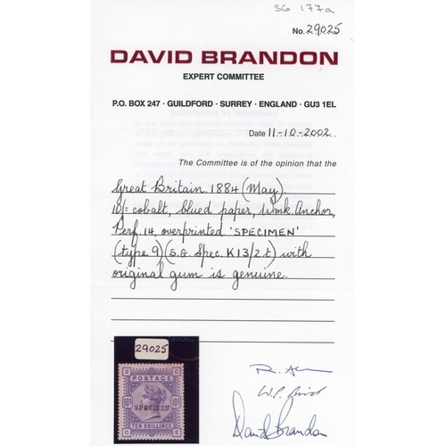 1141 - GB SG 177a 10s cobalt Specimen