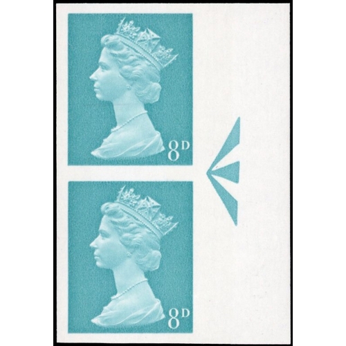 1255 - GB SG 739 1967-68 Machin 8d imperf imprimatur pair