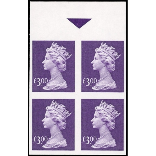 1299 - GB SG Y1802 Enschede Â£3 dull purple imperforate plate proof bloc