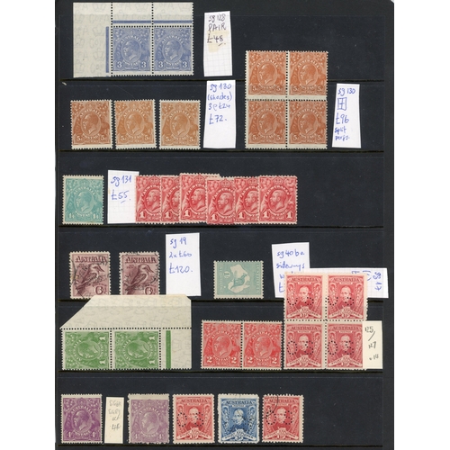 76 - Australia: mint and used selection arranged on large stockcards
