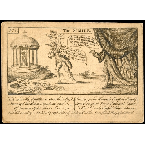 3002 - GB 1750s set of 6 cards lampooning Duke of Newcastle