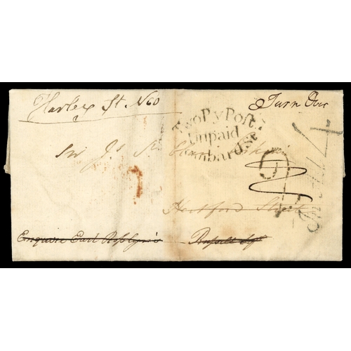 3003 - 1803 Entire letter to London 'In all 4' handstamp