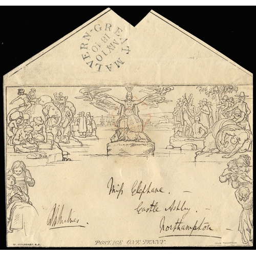 3018 - GB 1840 1d Mulready envelope used on May 10th, the first Sunday