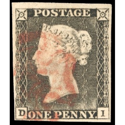 3026 - GB: 1840 1d grey-black, plate 1A (DI), clear to huge margins, used