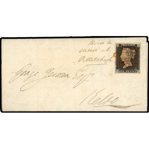 3027 - GB 1840 entire addressed to Kelso, franked by 1d black