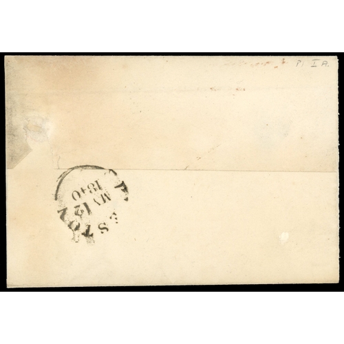 3028 - GB 1840 1d black, plate 1a (PD), close to large margins, used on large part cover